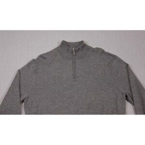 Jos A Bank 100% Merino Wool Sweater Men's 1/4 Zip Mock Neck Gray Soft Sz L